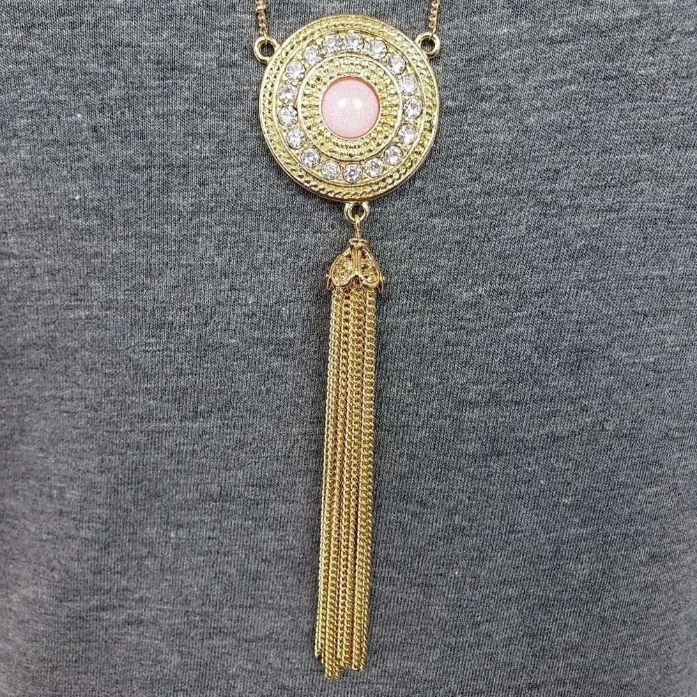 Beautiful Gold Tone with Pink Necklace